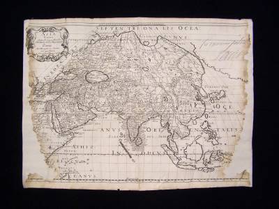 1600s Antique Map of Old Asia SANSON Hand Signed LOUIS